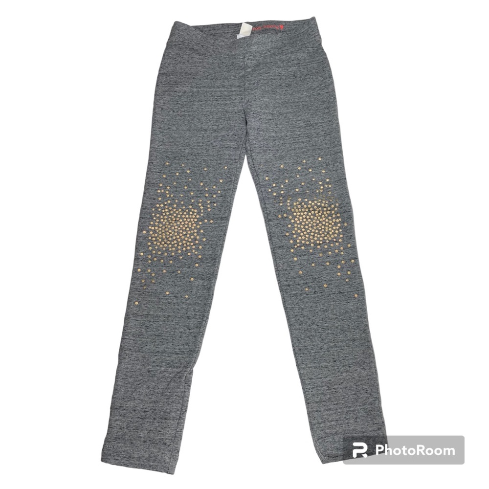 NWOT J.Crew Heather Gray Cozy Legging With Gold Dots Puff Print At Knee Size 12